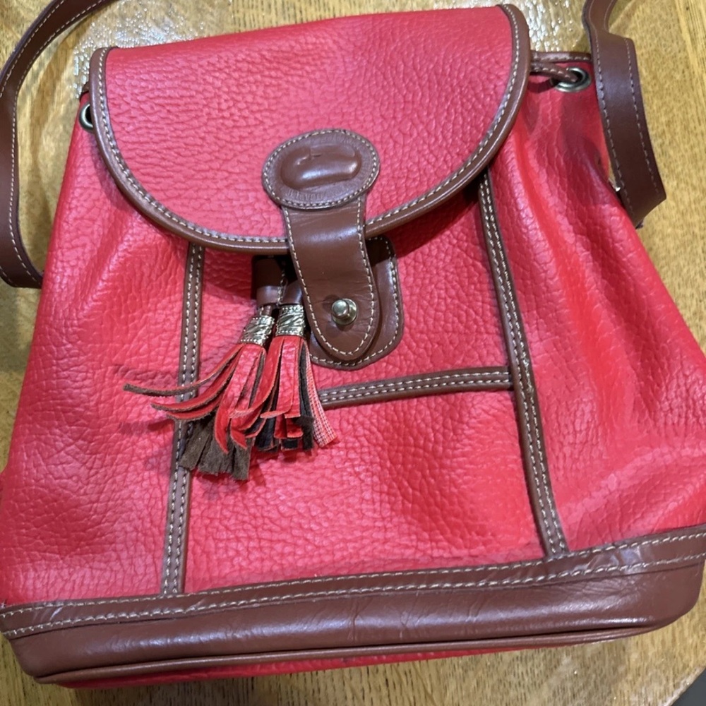 Red and Brown Leather Women's Dooney & Bourke purse bag
